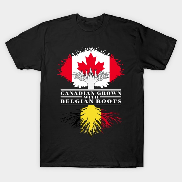 Canadian Grown With Belgian Roots canada Belgium Flag Tree T-Shirt by BramCrye